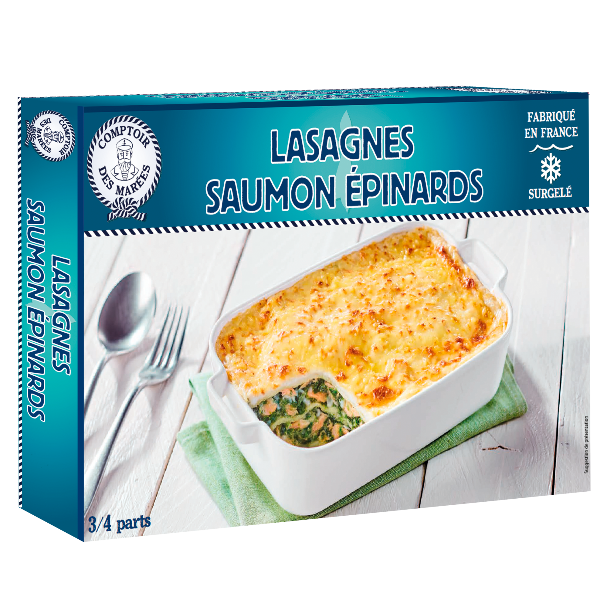 COMPTOIR DES MAREES Lasagnes saumon épinards surgelées code EAN 3264295102024 