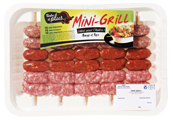 MINI GRILL MIXTE BROCHETTES DE PORC TENDRE ET PLUS