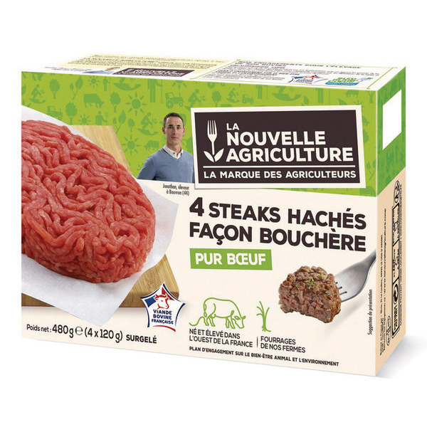 Steaks hachés façon bouchère pur boeuf surgelés