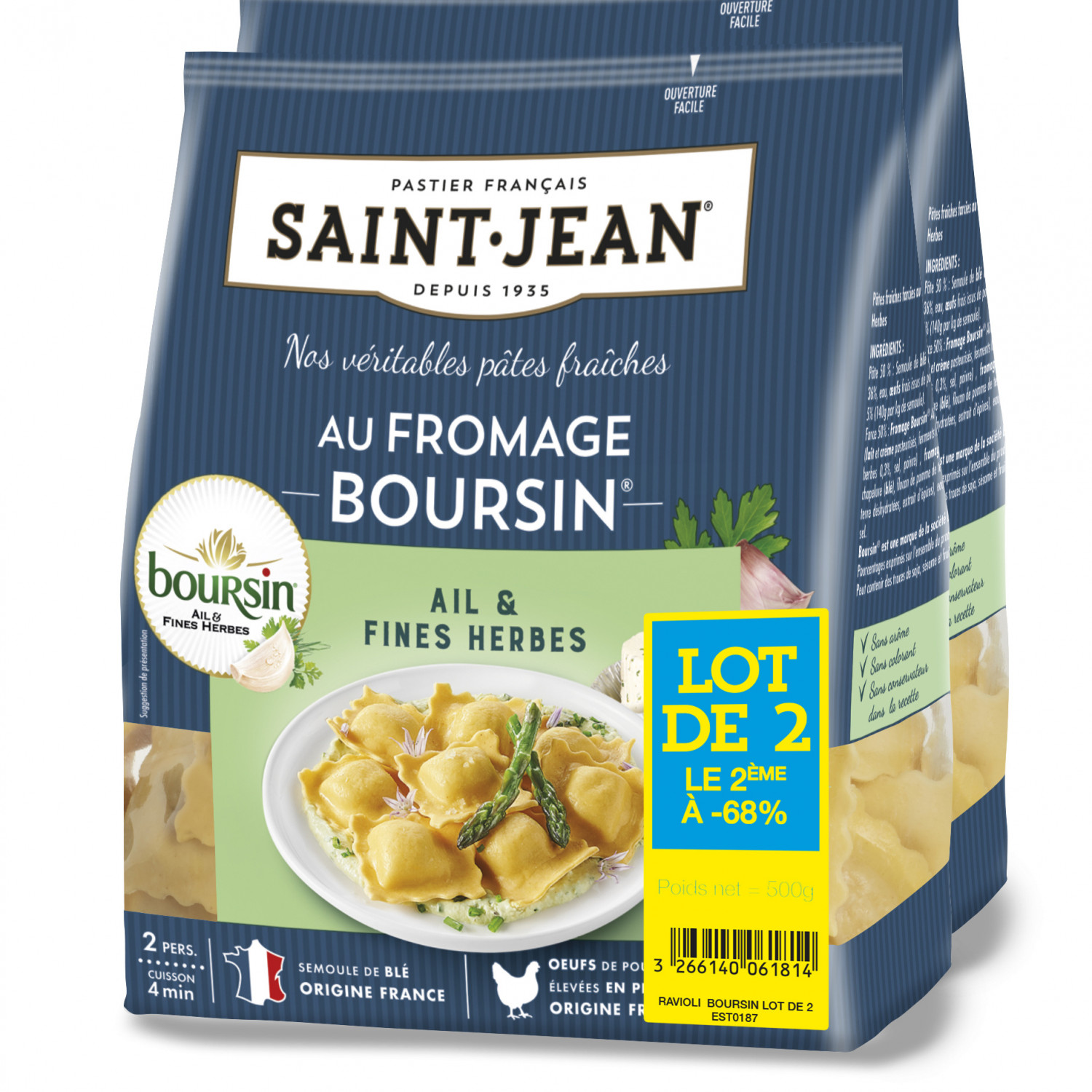 Pate fraiche ravioli Boursin SAINT JEAN