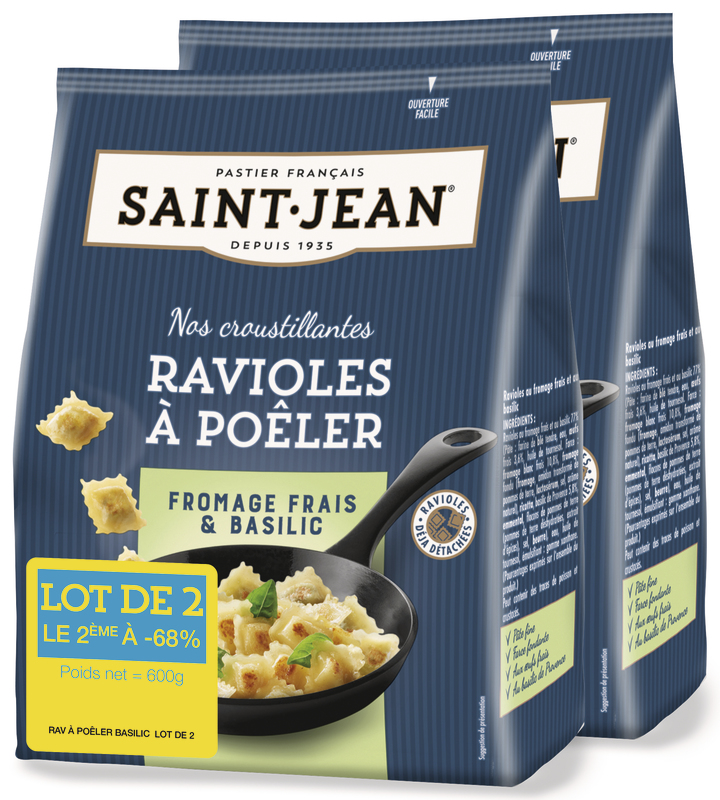 RAVIOLES À POÊLER FROMAGE FRAIS & BASILIC saint...