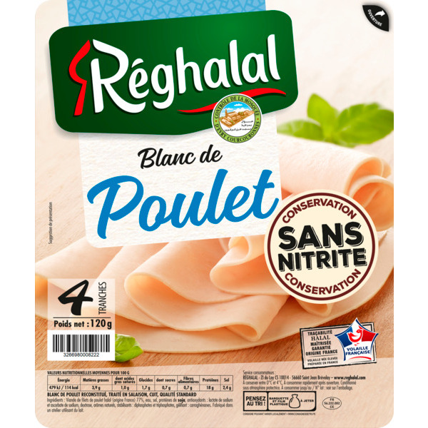 Blanc de poulet Halal Sans nitrite
