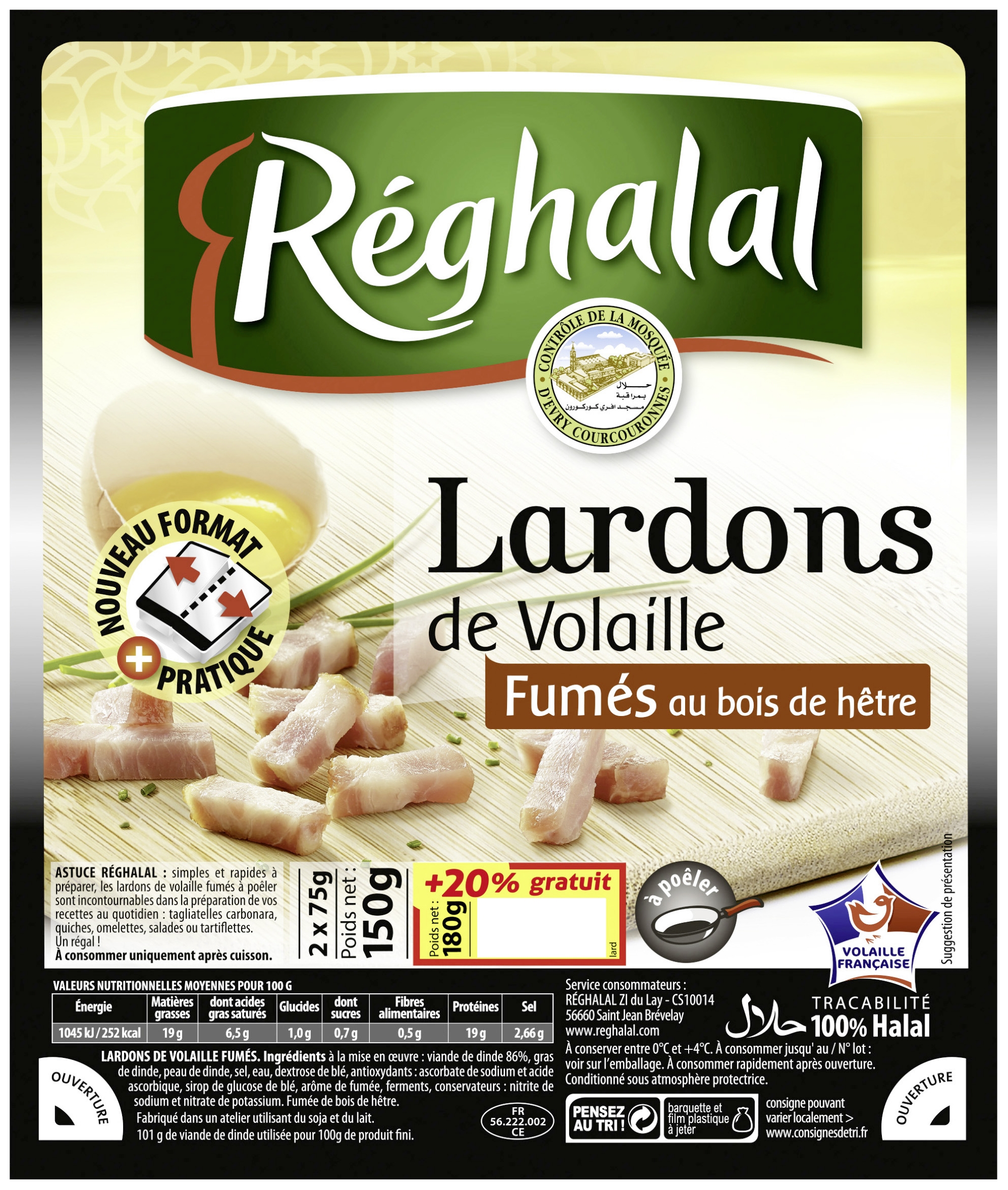 Lardons de volaille fumés Réghalal
