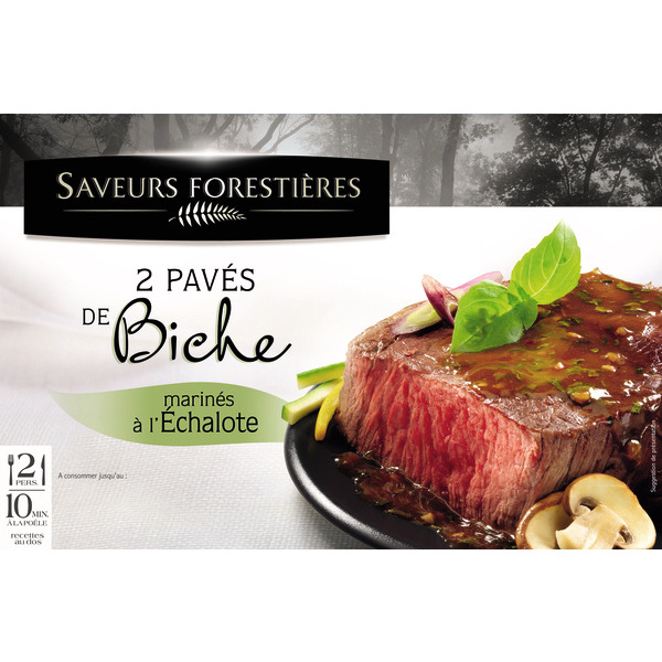 SAVEURS FORESTIÈRES 2 PAVÉS DE BICHE MARINÉS À L'ÉCHALOTE 
 code EAN 3266980053079 