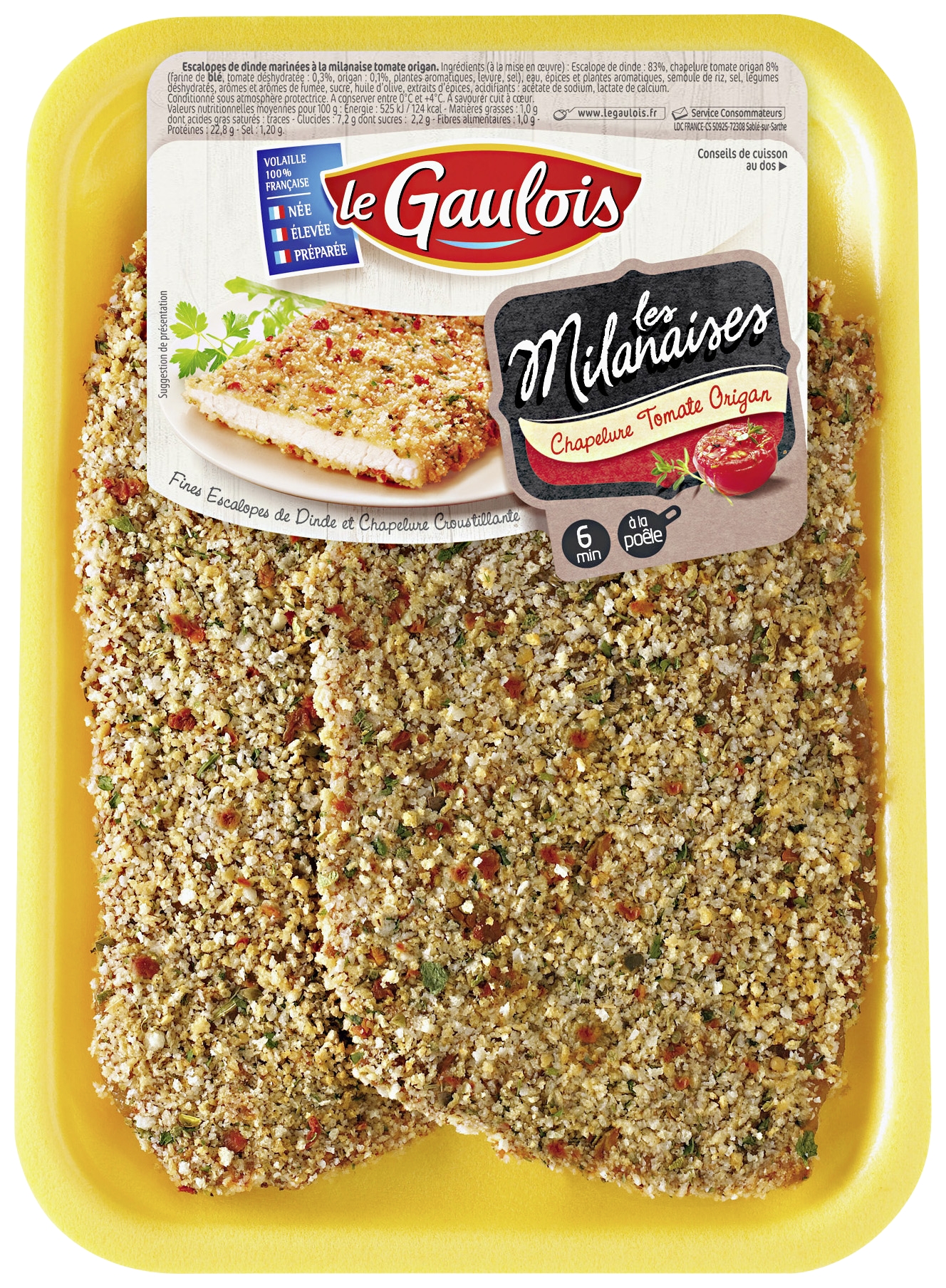 Escalopes de dinde milanaise tomate origan x 2 ...