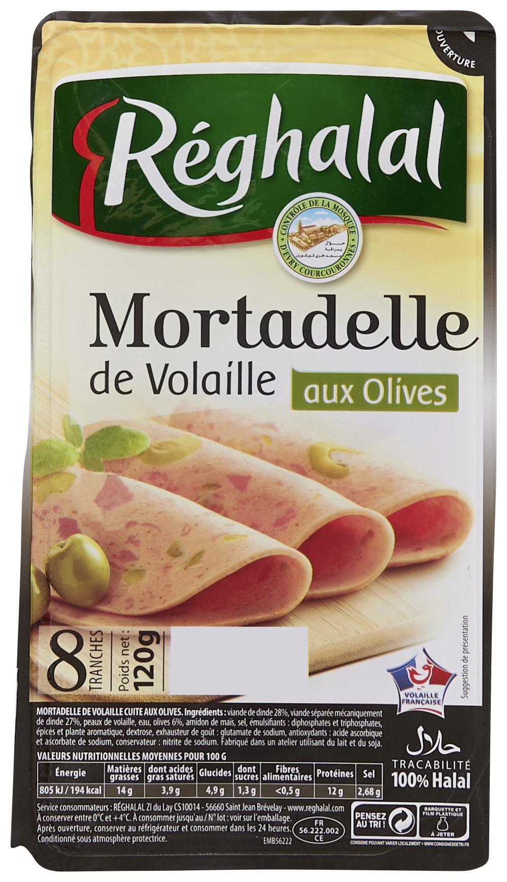 Mortadelle de volaille aux olives Réghalal