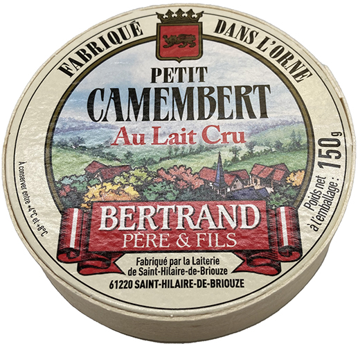 BERTRAND PÈRE & FILS PETIT CAMEMBERT AU LAIT CRU 22% MAT.GR. code EAN 3267031320157 