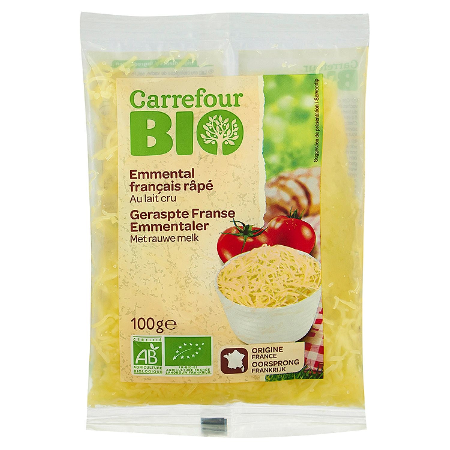 Emmental bio râpé au lait cru CARREFOUR BIO