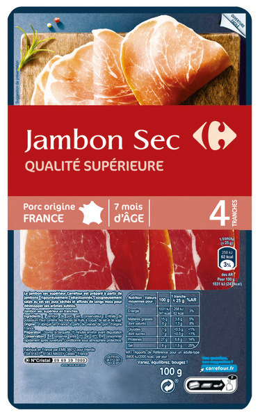 JAMBON SEC QUALITÉ SUPÉRIEURE CARREFOUR