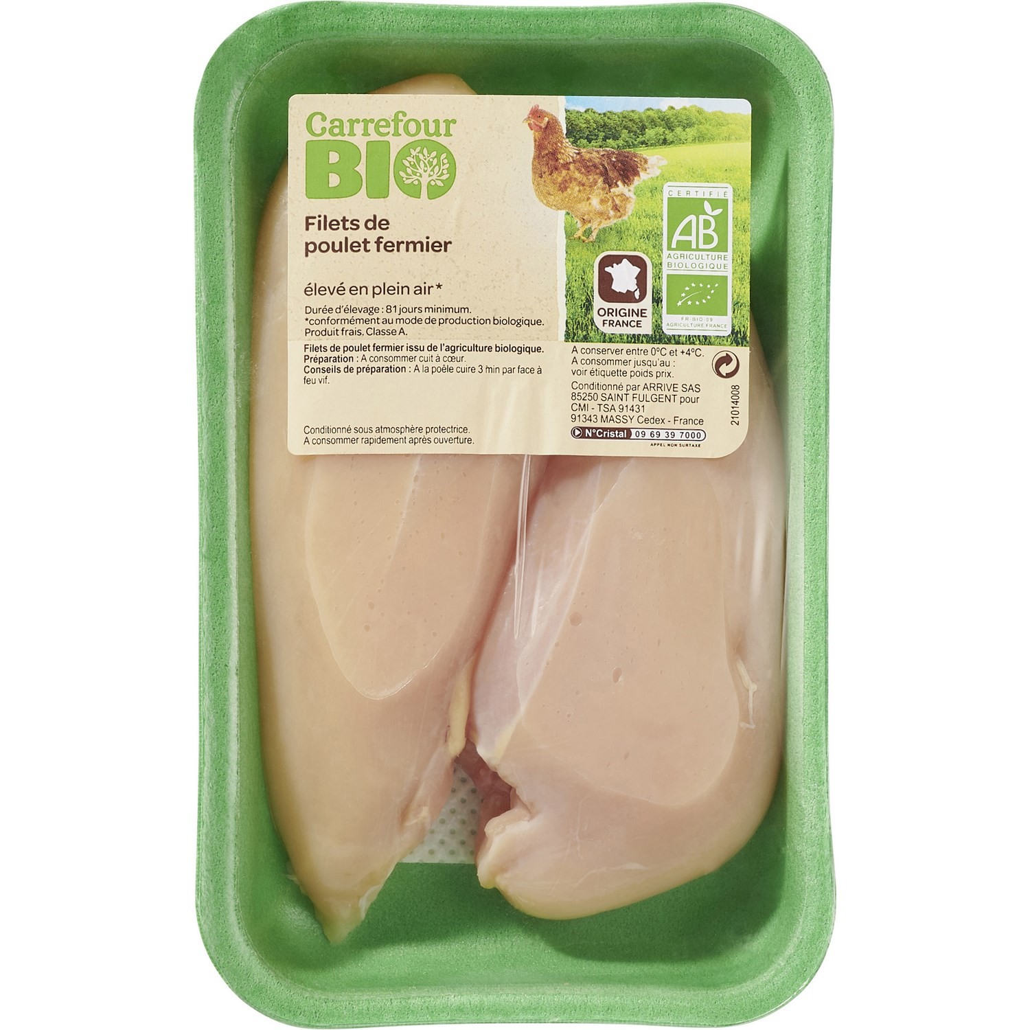 Filet de poulet bio fermier blanc CARREFOUR BIO