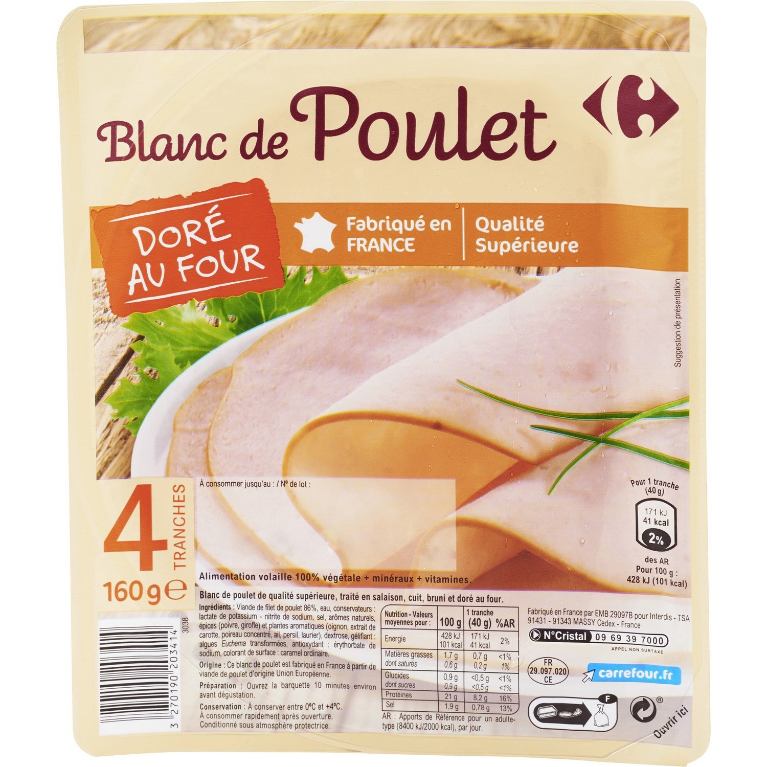 Blanc de poulet doré au four CARREFOUR