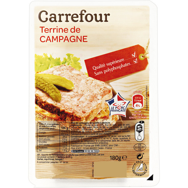 TERRINE DE CAMPAGNE OU MOUSSE DE FOIE