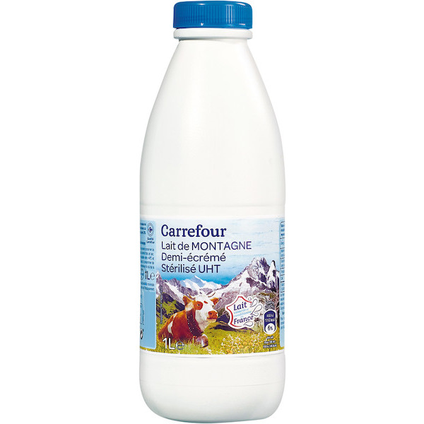 LAIT DE MONTAGNE DEMI-ÉCRÉMÉ CARREFOUR