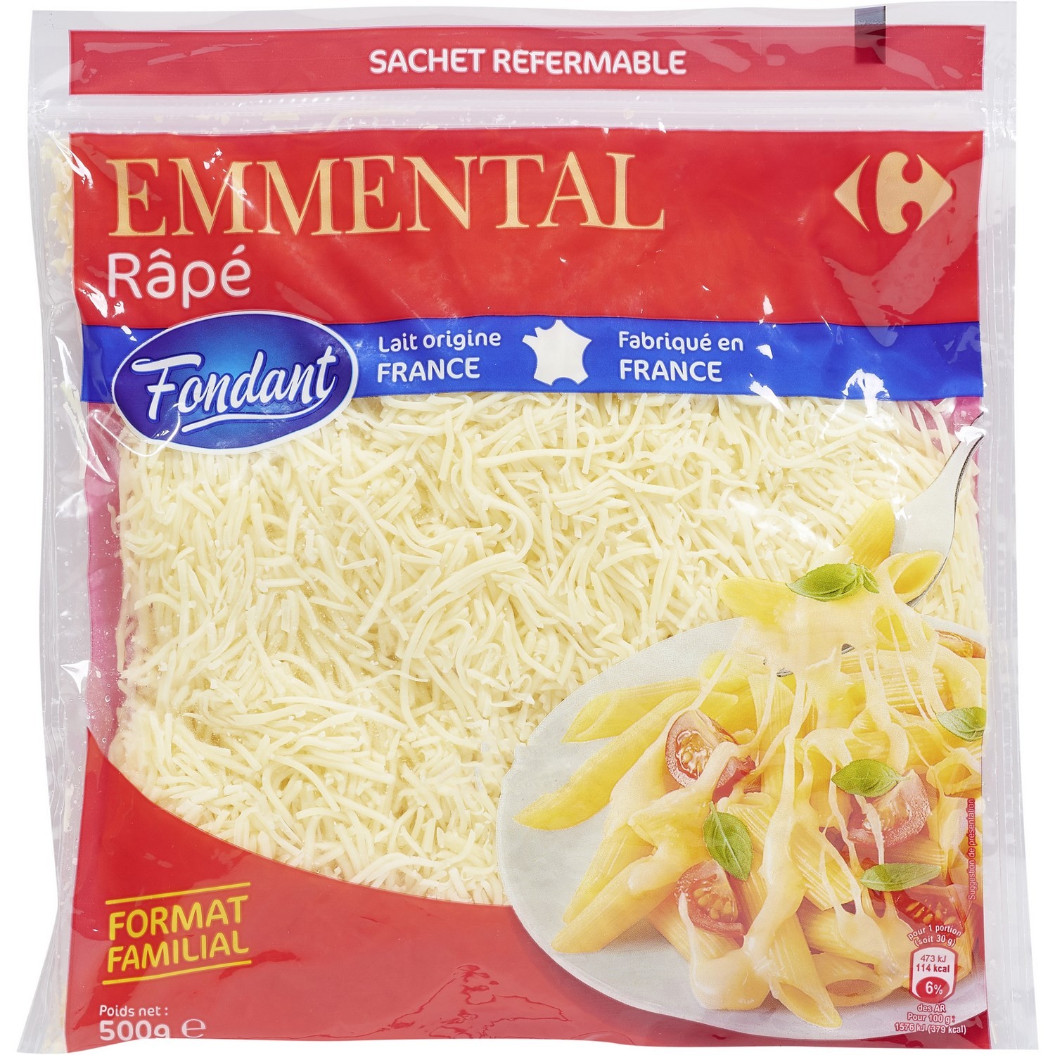 Emmental râpé fondant 3270190207689 CARREFOUR Emmental râpé fondant 3270190207689 CARREFOUR