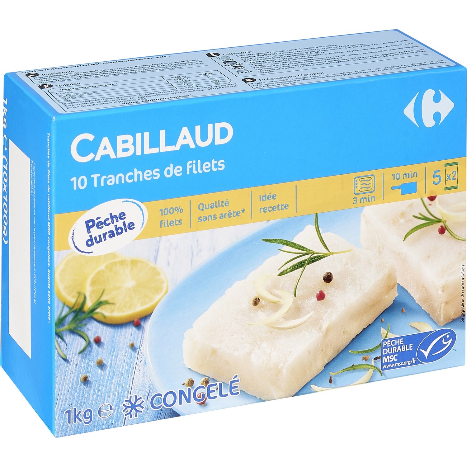 Cabillaud 100% filet MSC CARREFOUR