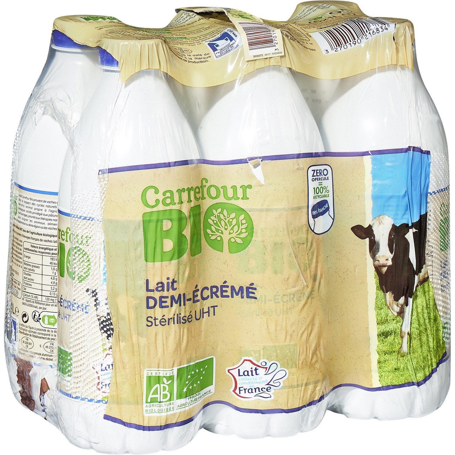 Lait bio demi-écrémé CARREFOUR BIO