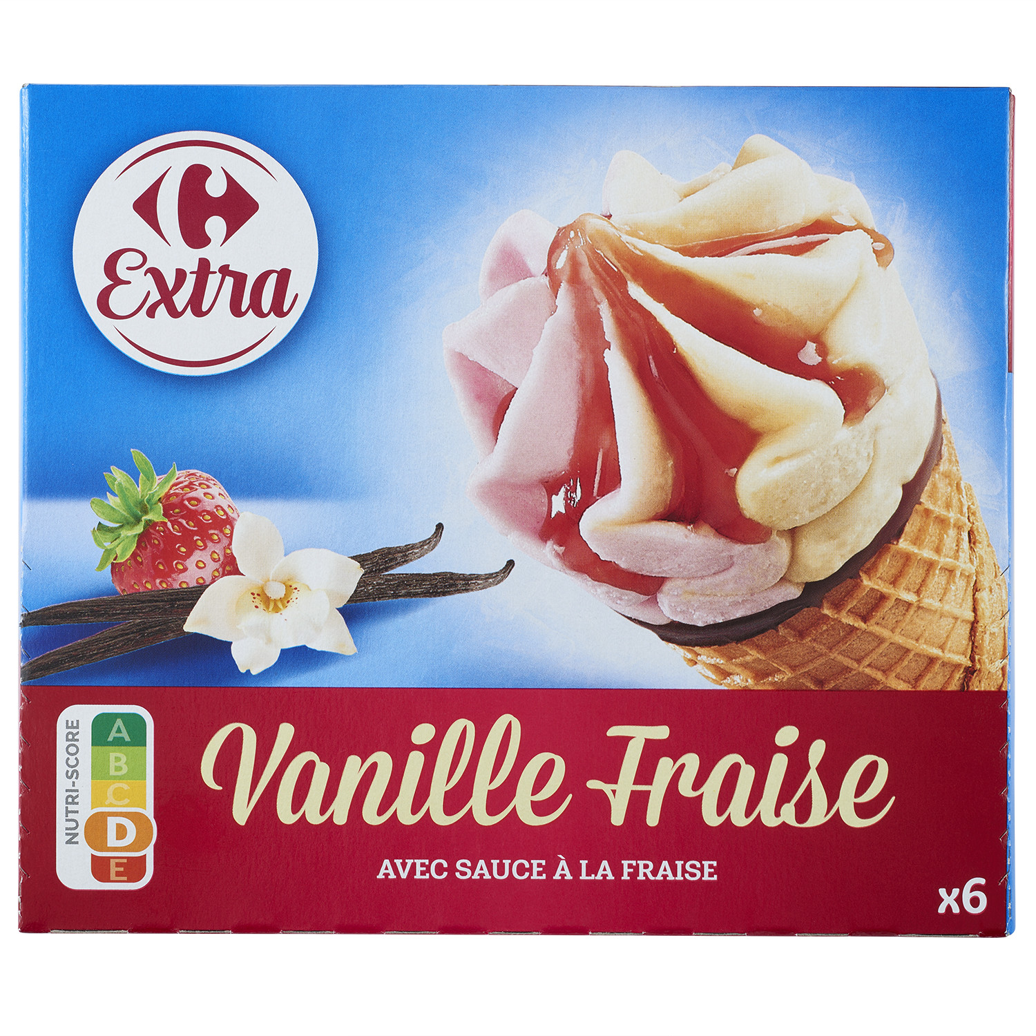 Glace vanille fraise CARREFOUR