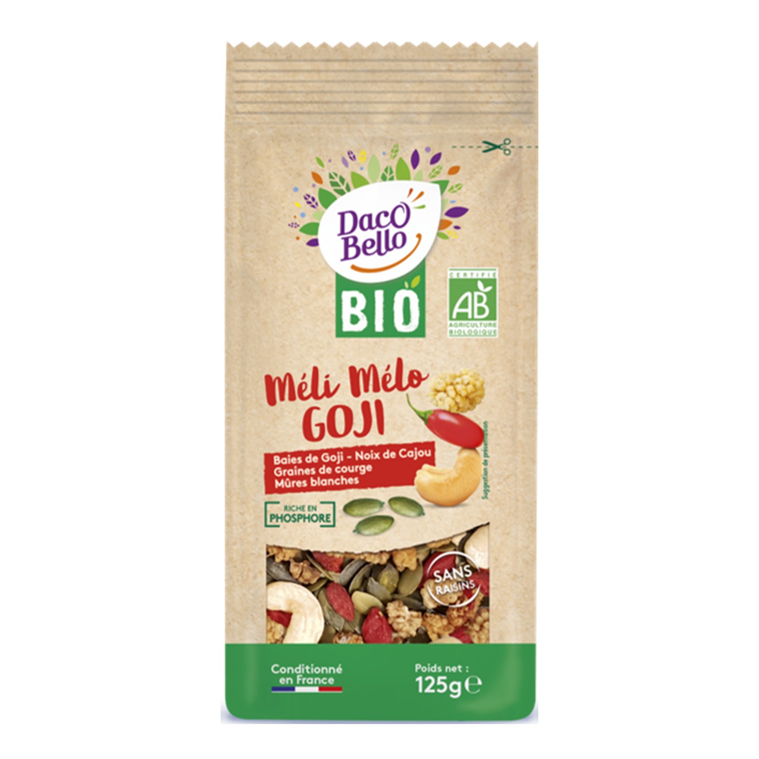 Fruits secs bio méli mélo mûres,courge,cajou,go...