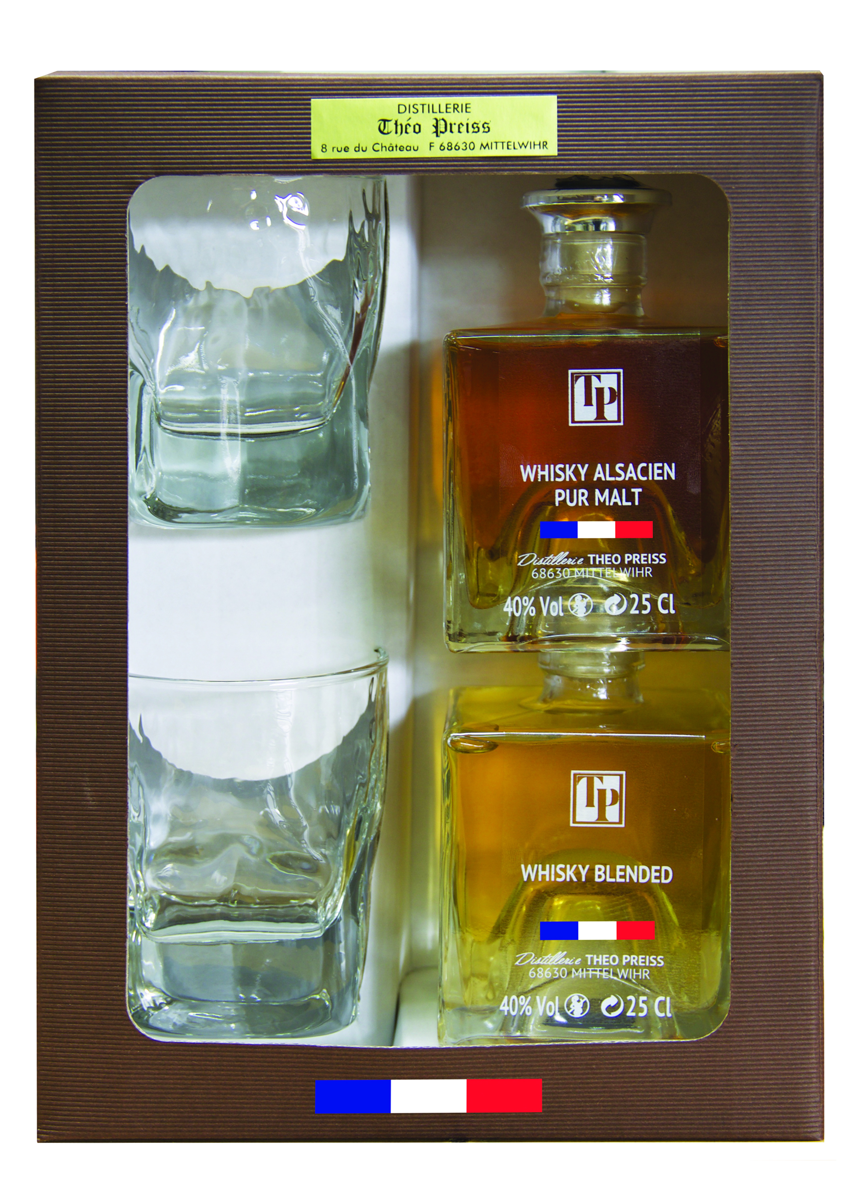 COFFRET DÉGUSTATION WHISKY BLENDED ET WHISKY ALSACIEN PUR MALT + 2 VERRES 3271353419895 THEO PREISS COFFRET DÉGUSTATION WHISKY BLENDED ET WHISKY ALSACIEN PUR MALT + 2 VERRES 3271353419895 THEO PREISS