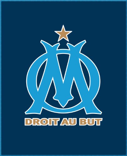 041140 plaid polaire imprimé om logo bleu marin...