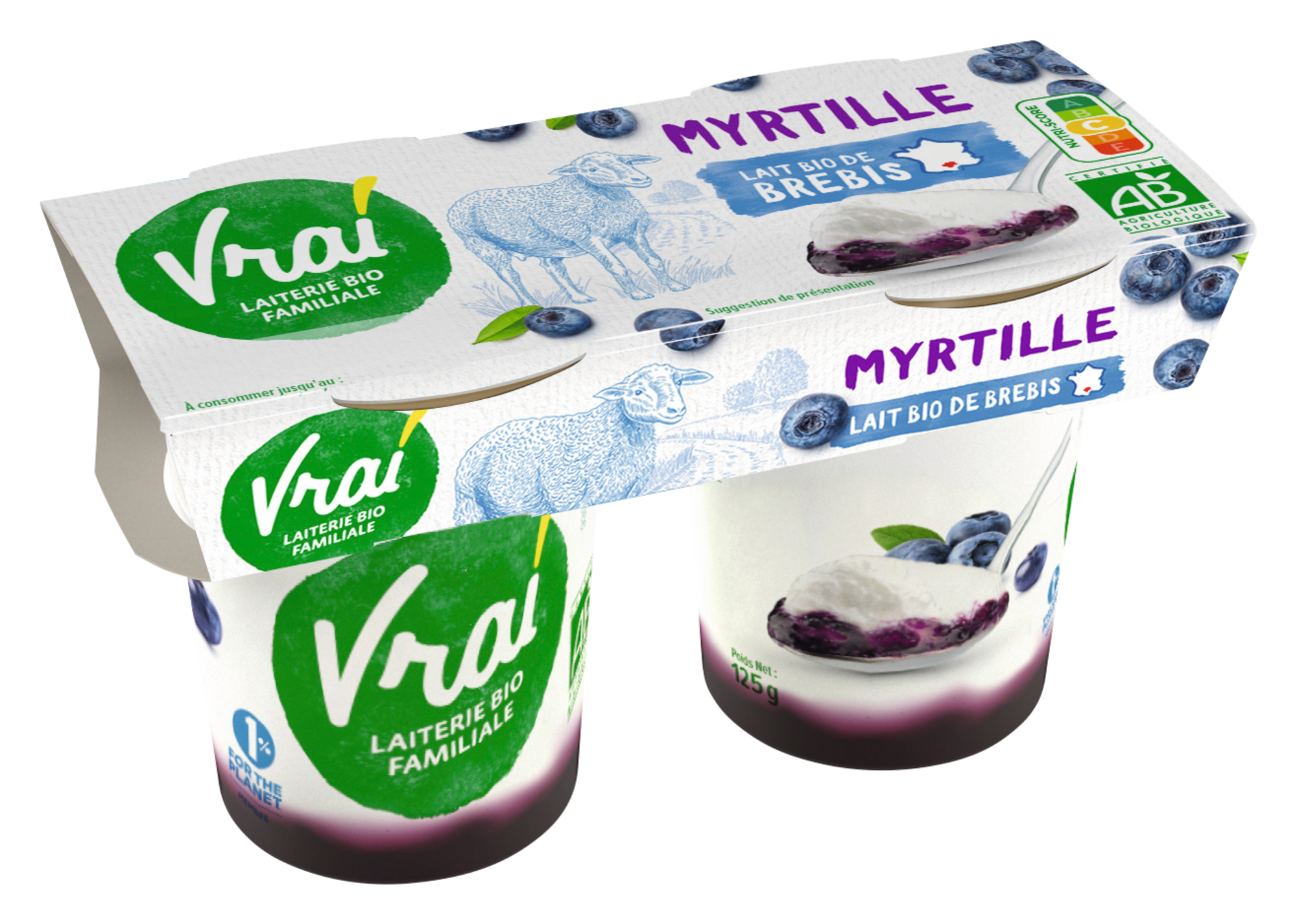 Yaourt à la myrtille au lait bio de brebis