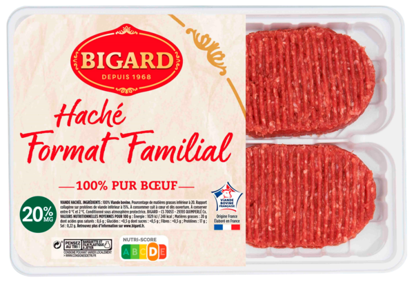 VIANDE BOVINE : 16 STEAKS HACHÉS 20% MG 
BIGARD