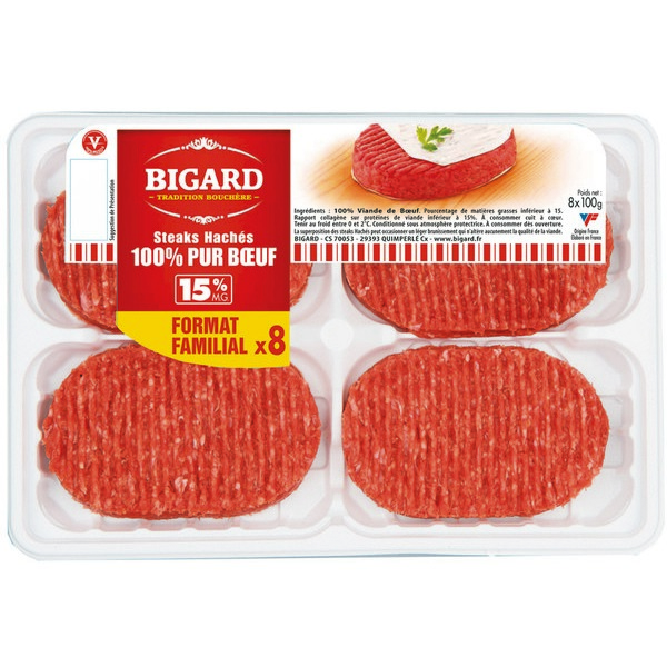  STEAKS HACHÉS 100 % PUR BŒUF BIGARD code EAN 3273230068547 