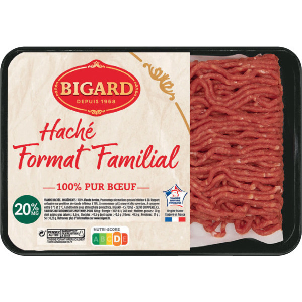VIANDE BOVINE : HACHÉ VRAC 20% MAT.GR 
BIGARD