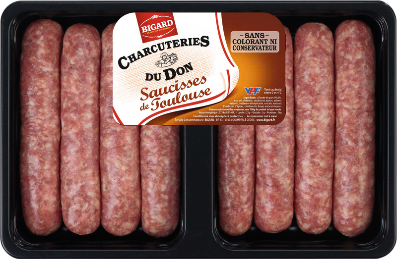 Bigard 8 SAUCISSES DE TOULOUSE Bigard code EAN 3273230265441 