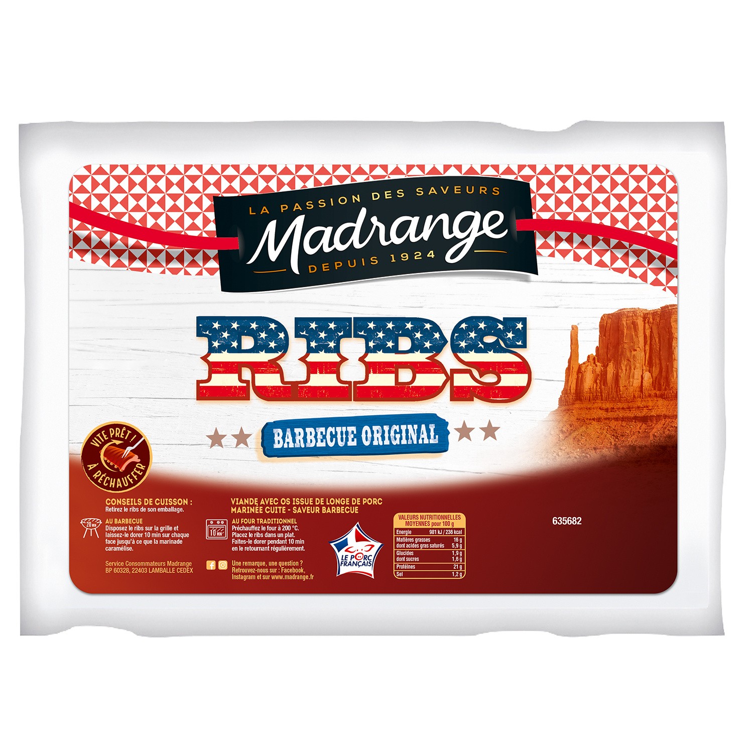 Demi ribs barbecue original MADRANGE