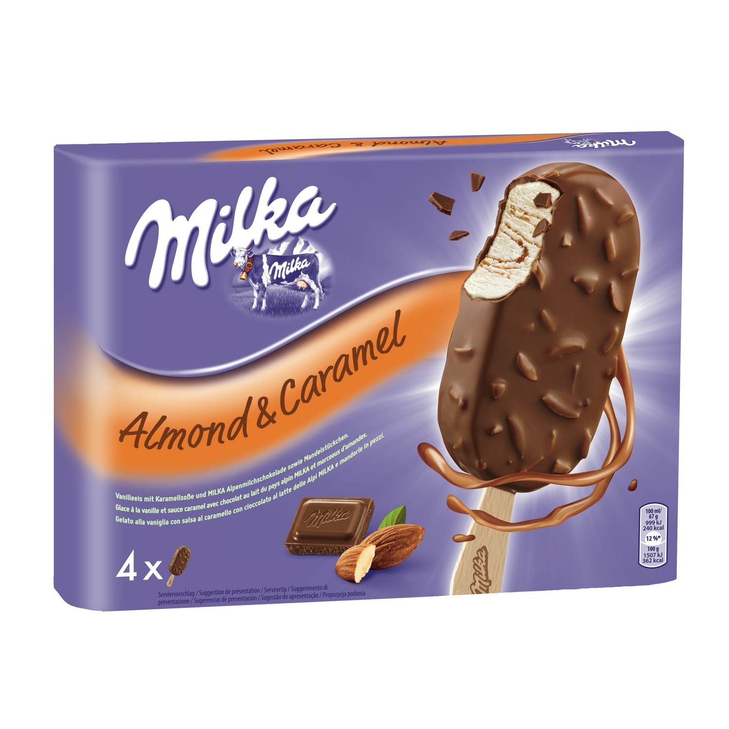 Glaces amandes/caramel MILKA