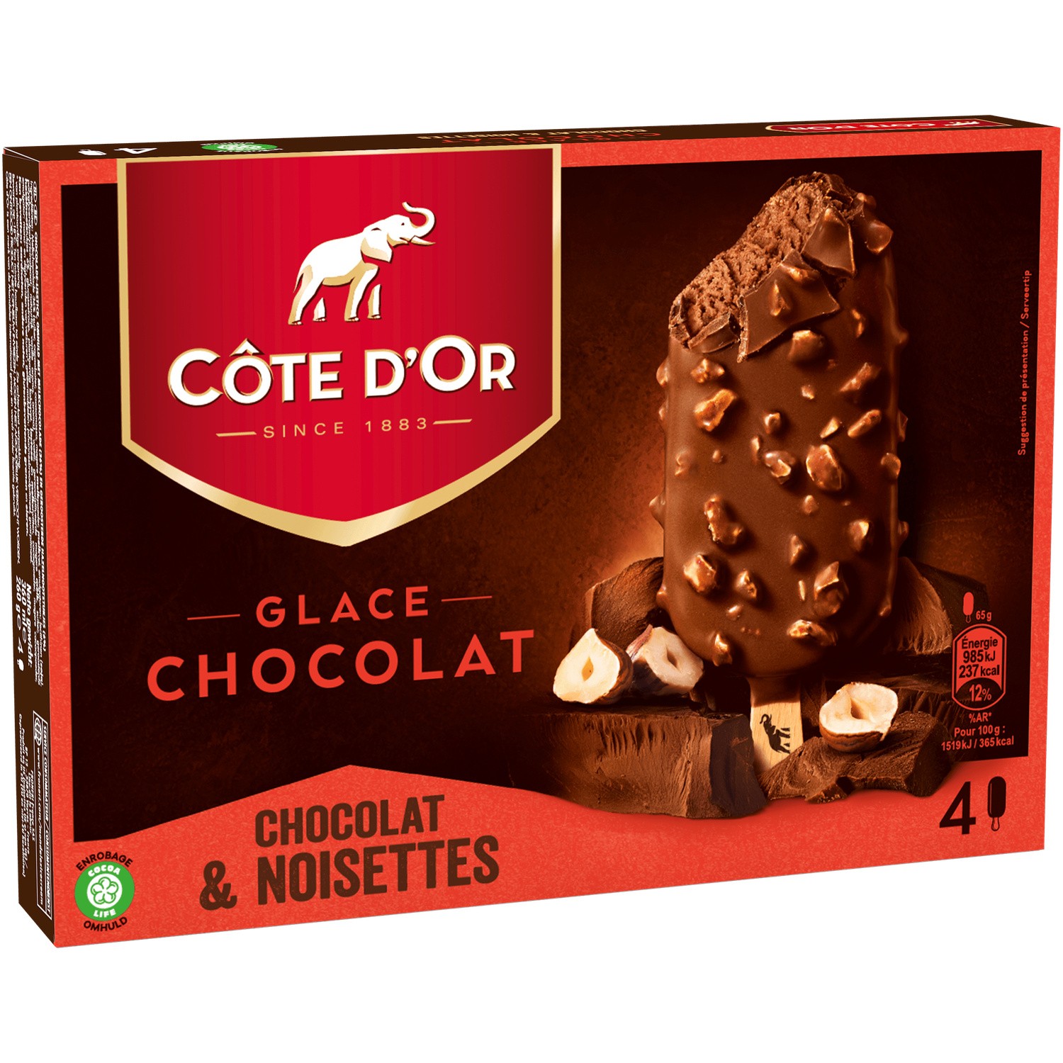 Glace chocolat lait noisette COTE D'OR