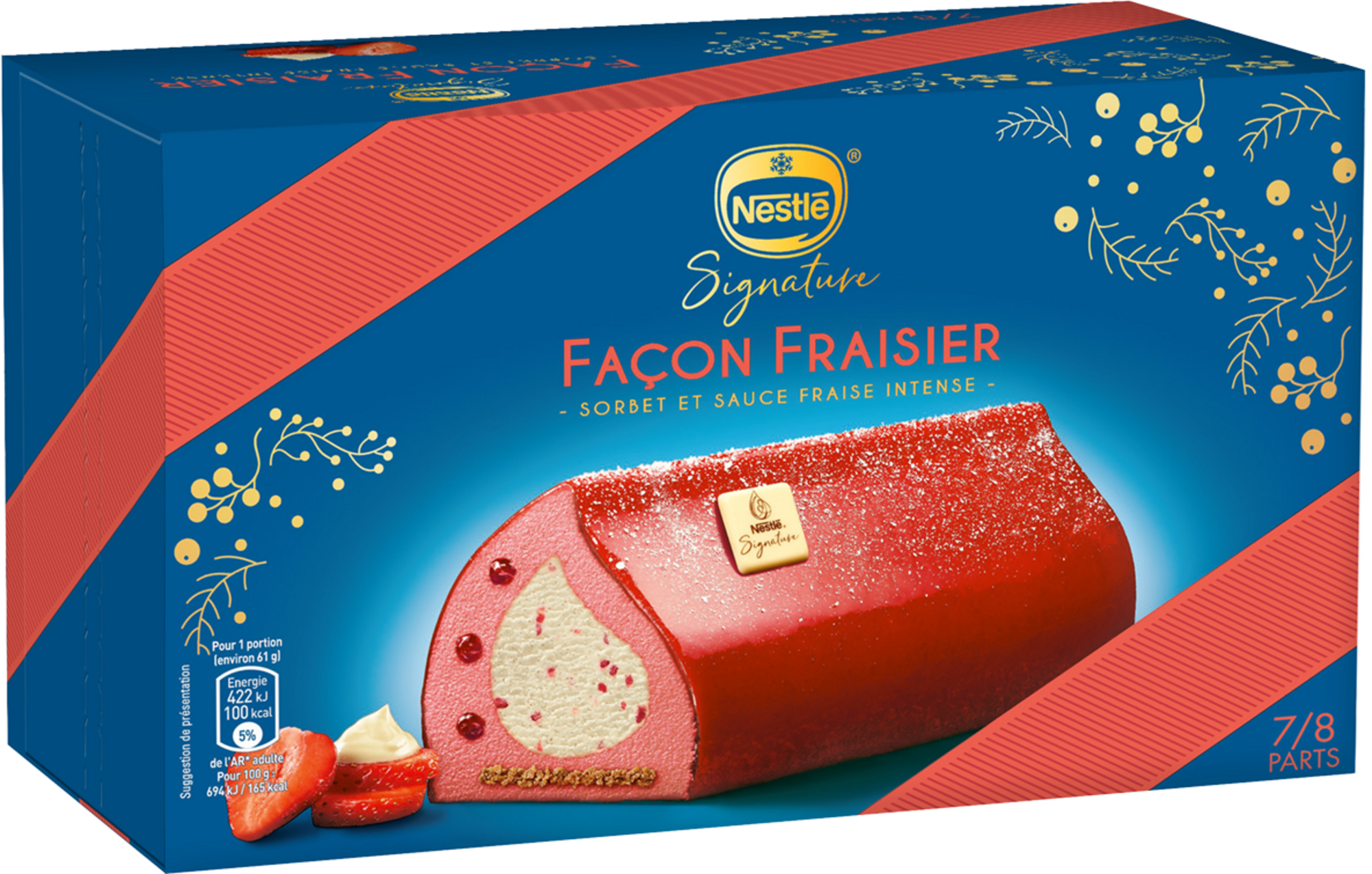 Bûche glacée signature façon fraisier