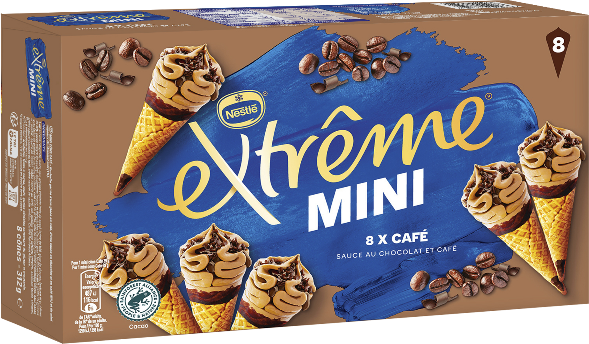 8 mini cônes glacés café