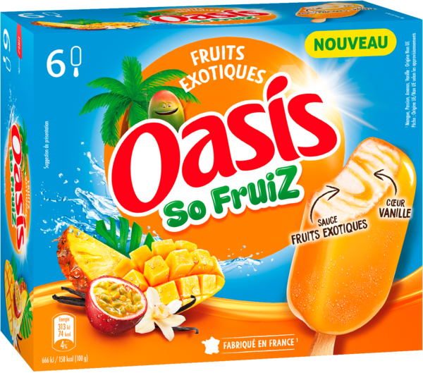 OASIS BÂTONNET SO FRUIZ FRUITS EXOTIQUES X6
 code EAN 3274664261399 