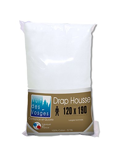 2094473 cotoval drap housse uni coton blanc 120...