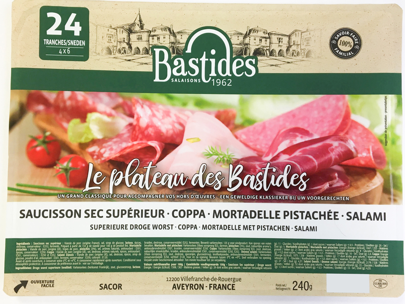 Bastides PLATEAU DES BASTIDES
ASSORTIMENT DE CHARCUTERIE (SAUCISSON SEC, MORTADELLE, COPPA, SALAMI) Bastides code EAN 3275560008019 
