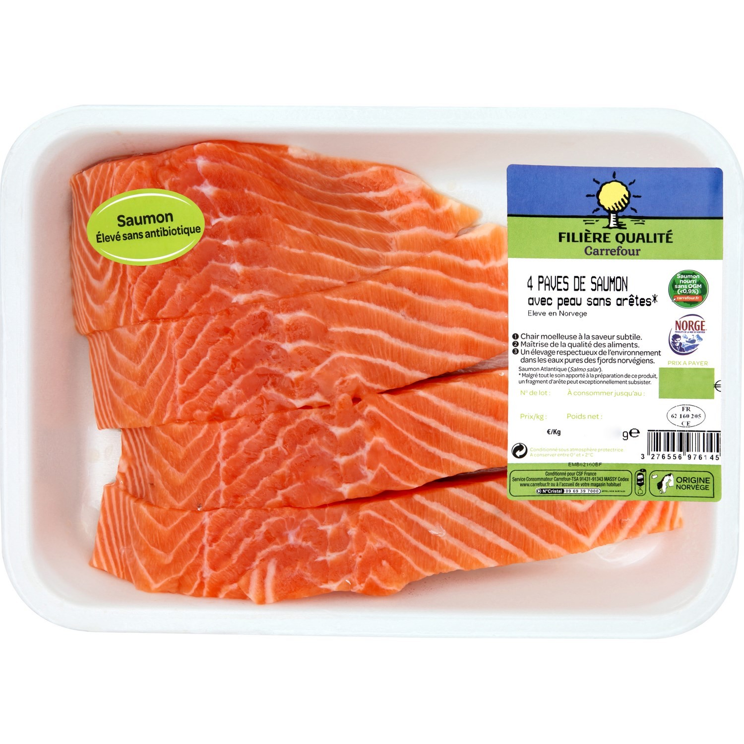 Pavés de saumon avec peau s/arêtes FILIERE QUALITE CARREFOUR 3276556976145 FILIERE QUALITE CARF Pavés de saumon avec peau s/arêtes FILIERE QUALITE CARREFOUR 3276556976145 FILIERE QUALITE CARF