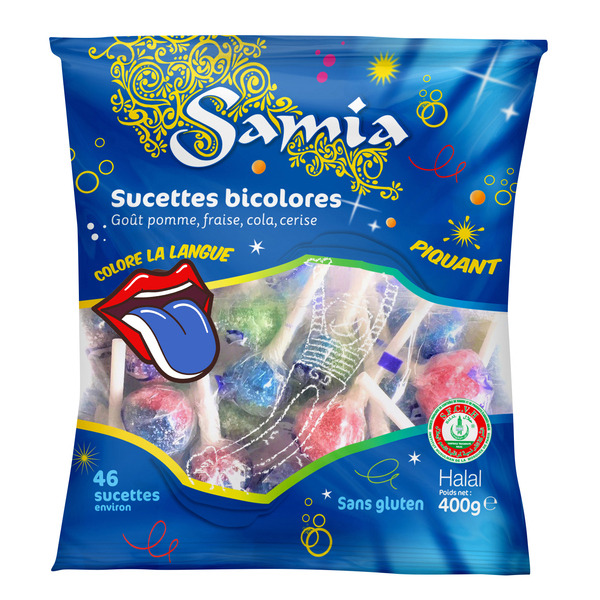 Sucettes bicolores Halal