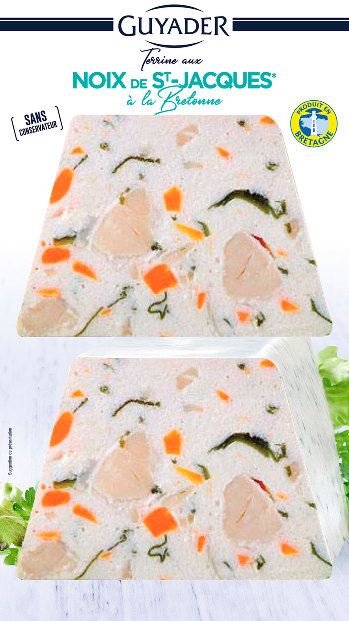 GUYADER Terrine au noix de St Jacques** à la bretonne code EAN 3276770006208 