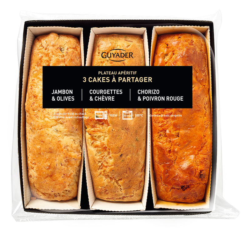 FE PLATEAU DE 3 CAKES (CAKE JAMBON OLIVES - CHORIZO POIVRONS - COURGETTES CHÈVRES)  3276770248011 (3276770248011)