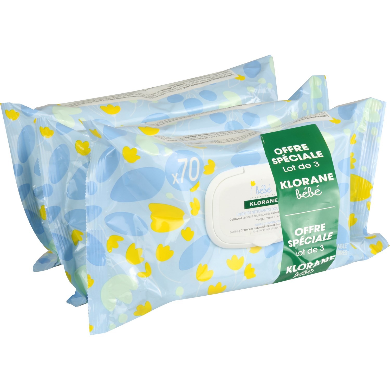 Lingettes bébé nettoyantes douces KLORANE