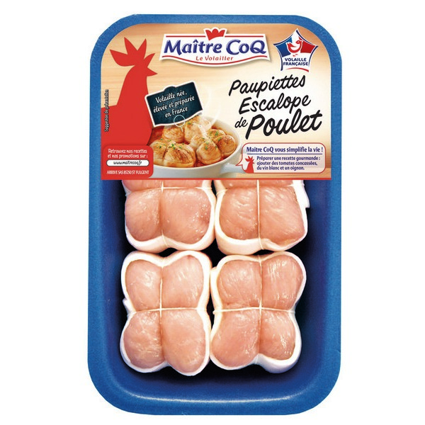 PAUPIETTES NATURE DE POULET OU DE DINDE MAÎTRE COQ