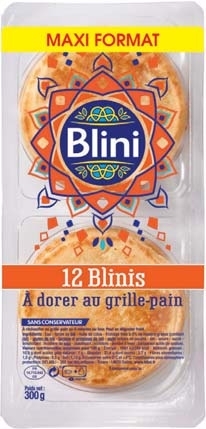  12 BLINIS À DORER MAXI FORMAT "BLINI" code EAN 3292070005253 
