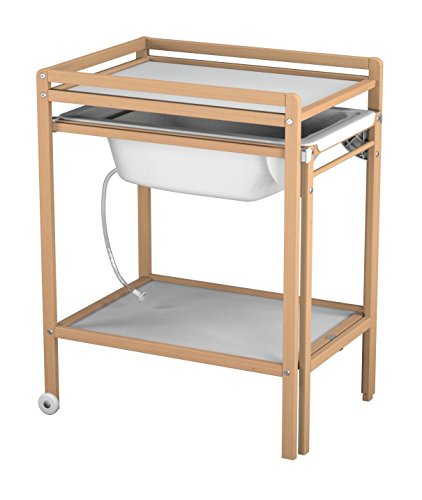 Table à langer à roulettes avec baignoire verni...