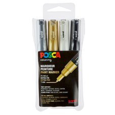 POSCA Set de 4 Marqueurs PC1MC Pte conique extr...