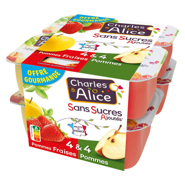 COMPOTE 4 POMMES/4 POMMES-FRAISE SANS SUCRES AJ...