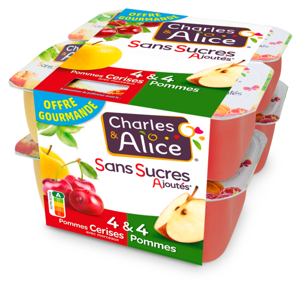 COMPOTE 4 POMMES/4 POMMES-CERISE SANS SUCRES AJ...