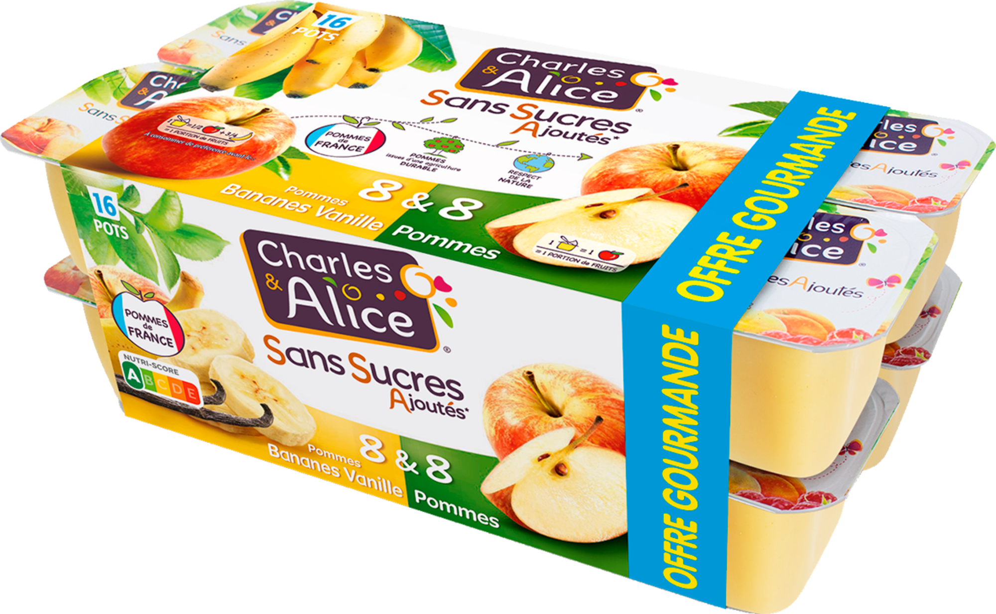 Compotes sans sucres ajoutés Pommes Bananes Van...