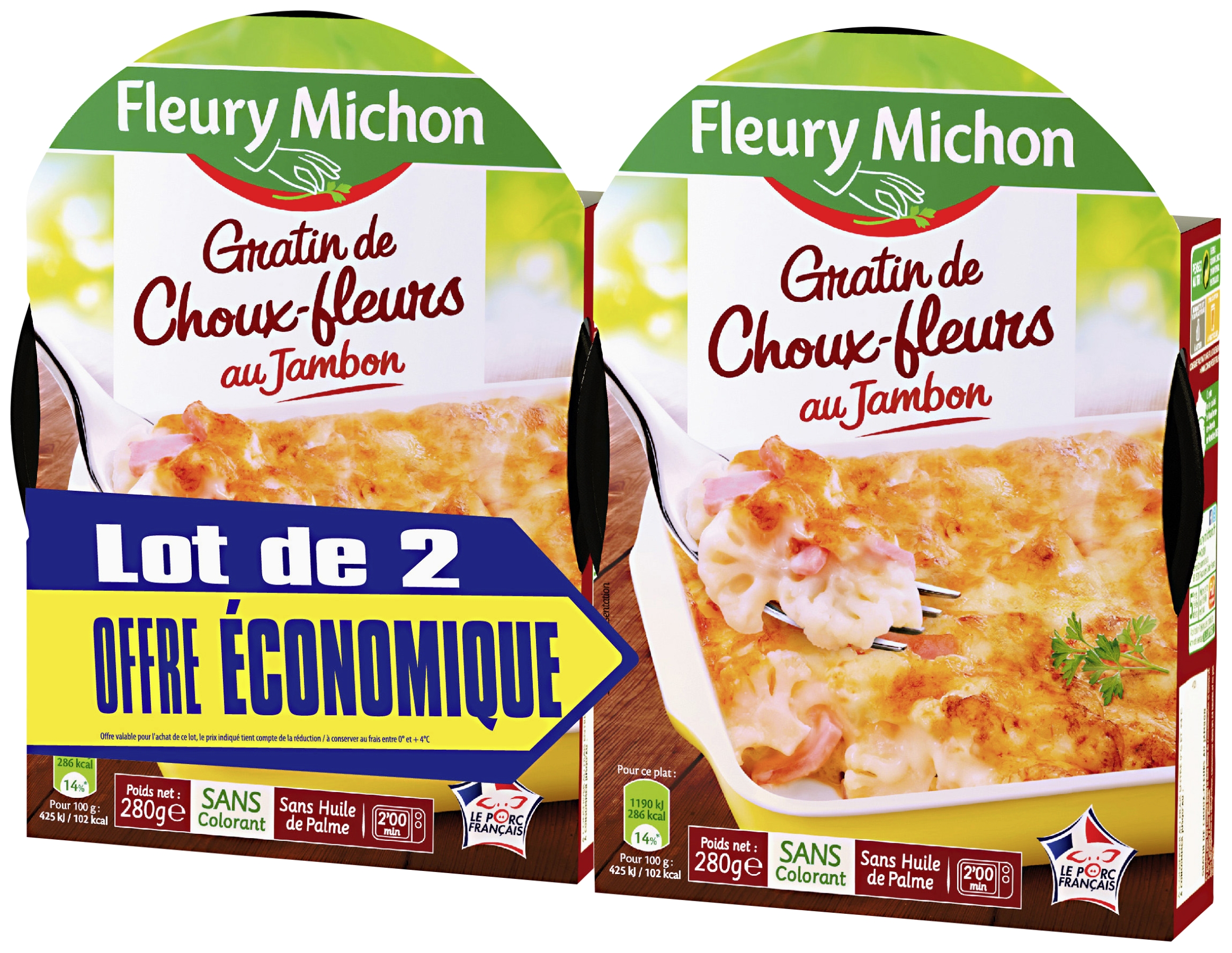 Gratin de choux-fleurs au jambon Fleury Michon